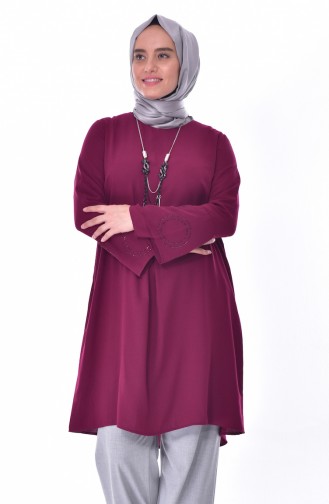 Tunique avec Collier Grande Taille 1646-06 Plum 1646-06