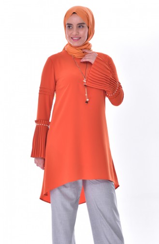 Large Size Necklace Asymmetric Tunic1645-01 Orange 1645-01