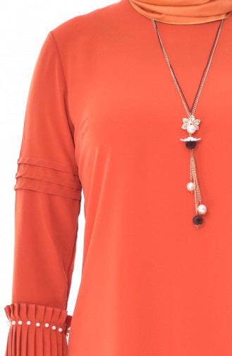Large Size Necklace Asymmetric Tunic1645-01 Orange 1645-01