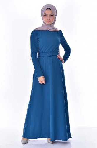 Petrol Hijab Dress 2983-01