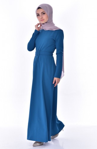 فستان أزرق زيتي 2983-01