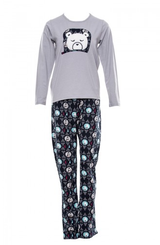 Patterned Women´s Pajamas Suit MLB1019-01 Gray 1019-01