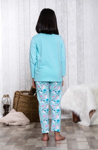 Çocuk Pijama Takımı MLB3001-01 Açık Yeşil 3001-01