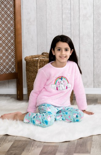 Nakışlı Çocuk Pijama Takımı MLB3003-01 Pembe