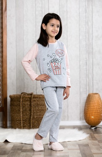 Baskılı Çocuk Pijama Takımı MLB3006-01 Pembe