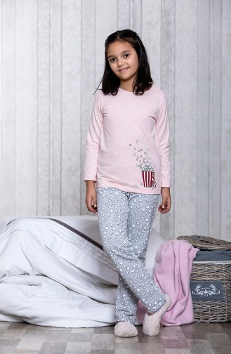 Baskılı Çocuk Pijama Takımı MLB3007-01 Gri