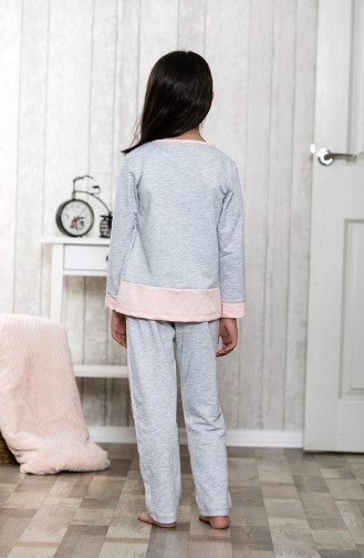 Baskılı Çocuk Pijama Takımı MLB3009-01 Gri 3009-01