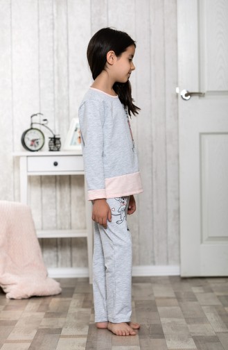 Baskılı Çocuk Pijama Takımı MLB3009-01 Gri 3009-01