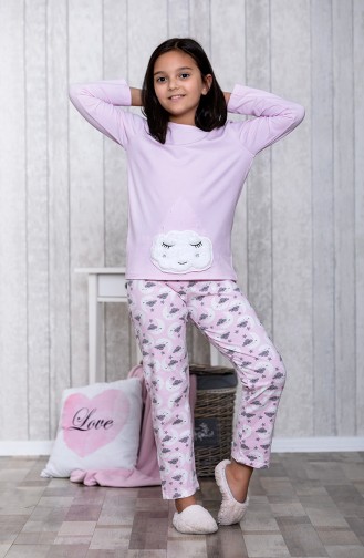 Desenli Çocuk Pijama Takımı	MLB3011-01	 Pembe