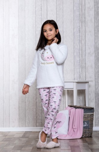 Desenli Çocuk Pijama Takımı MLB3012	-01 Pembe