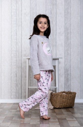 Desenli Çocuk Pijama Takımı	MLB3013-01	 Gri 3013-01