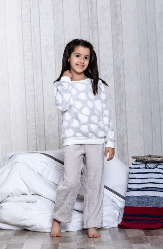 Desenli Çocuk Pijama Takımı	MLB3023	-01 Gri