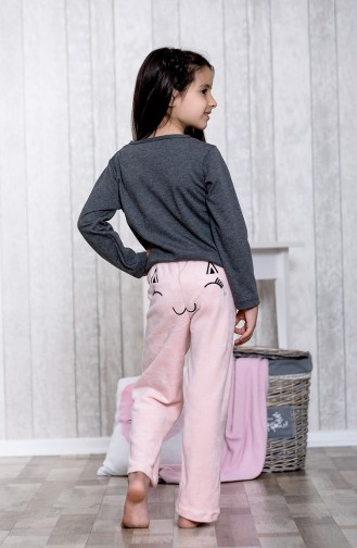 Nakışlı Çocuk Pijama Takımı	MLB3026-01 Füme