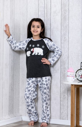 Embroidered Kids Pajamas Set MLB3035-01 Gray 3035-01