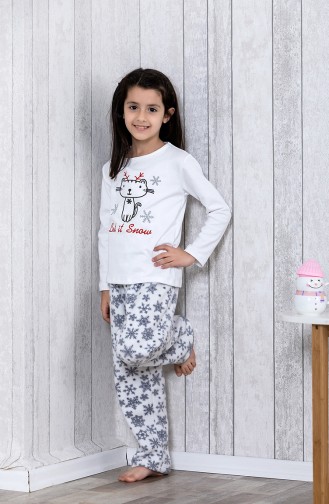 Ensemble Pyjama Bordé Pour Enfant	MLB3036-01 Blanc 3036-01