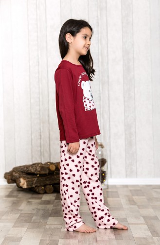 Baskılı Çocuk Pijama Takımı	MLB3039-01 Vişne 3039-01