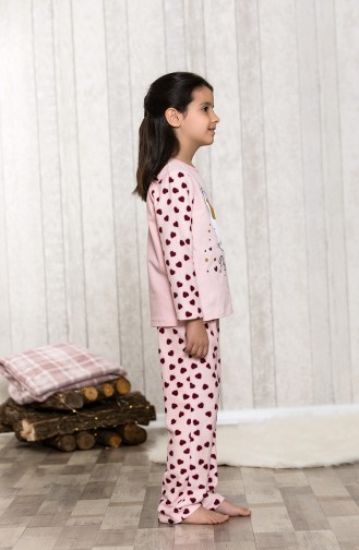 Baskılı Çocuk Pijama Takımı MLB3041-01 Somon 3041-01