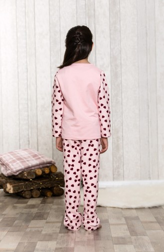 Baskılı Çocuk Pijama Takımı MLB3041-01 Somon 3041-01