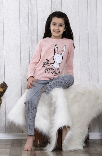 Baskılı Çocuk Pijama Takımı MLB3043-01 Pembe 3043-01