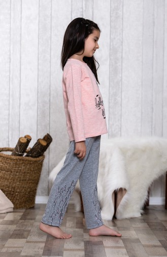 Baskılı Çocuk Pijama Takımı MLB3043-01 Pembe