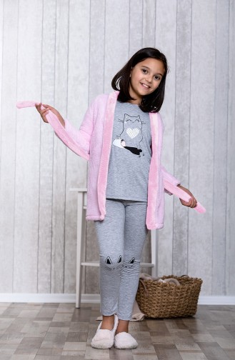 Çocuk 3lü Pijama Takımı MLB5003-01 Somon 5003-01