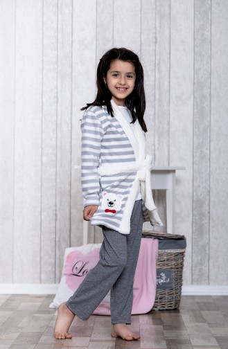 Çocuk 3lü Pijama Takımı MLB5004-01 Gri 5004-01