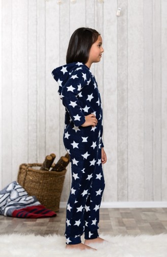 Printed Children Sleeping Overalls MLB8002-01 Navy Blue 8002-01