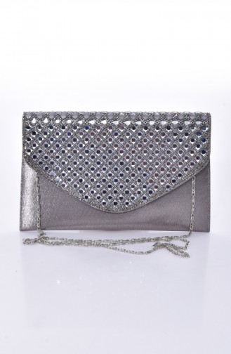 Sac de Soirée a Carreaux Pour Femme 0499-02 Platine 0499-02