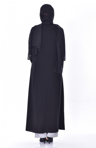 Abaya Imprimé de Pierre Grande Taille 2517-03 Noir 2517-03