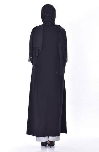 Large Size Stone Printed Abaya 2517-03 Black 2517-03