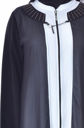 Übergöße Cape mit Reißverschluss 1604-03 Schwarz Minzenblau 1604-03