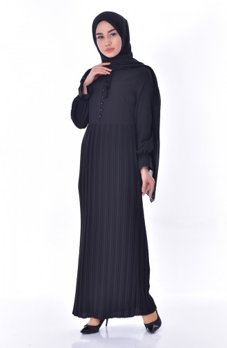 Piliseli Elbise 1297-02 Siyah