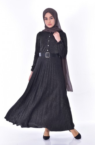 Belted Pleated Dress 4181-02 Black 4181-02