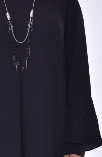 Tunique avec Collier Grande Taille 1646-01 Noir 1646-01