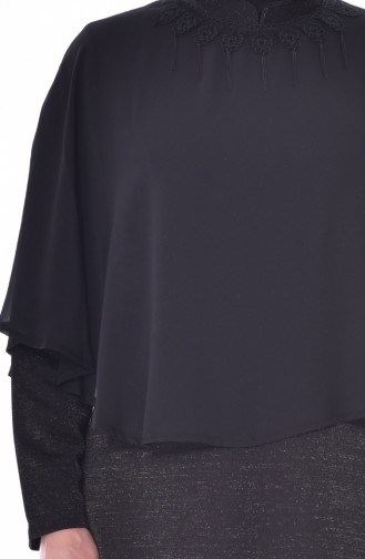 Large Size Silvery Tunic 4144-01 Black 4144-01