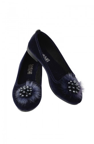 Women´s Flat Shoes 0109-02 Navy Blue Suede 0109-02