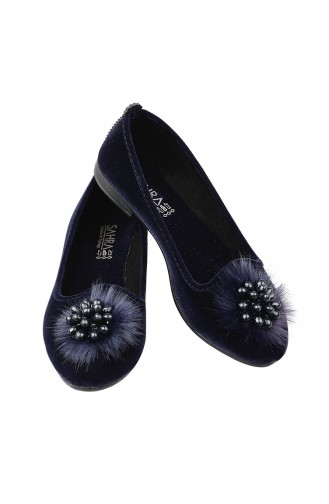 Ballerine Pour Femme 0109-02 Bleu Marine Daim 0109-02