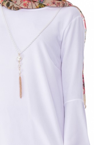 Necklace Asymmetric Tunic 8015-01 White 8015-01