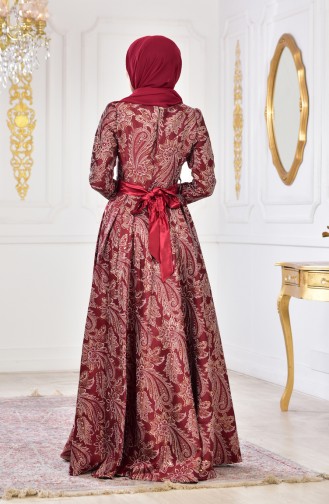 Jacquard Evening Dress 2449-04 Bordeaux 2449-04