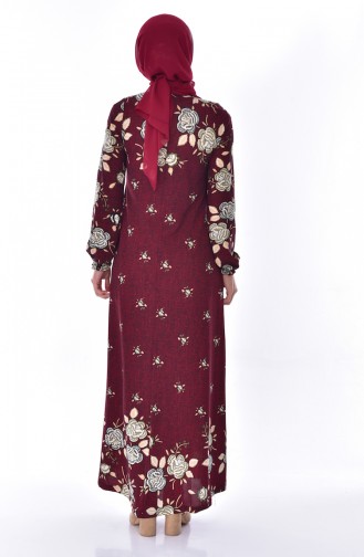 Dilber Embroidery Patterned Dress 7059-02 Bordeaux 7059-02