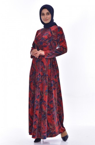 Claret Red Hijab Dress 6461B-01
