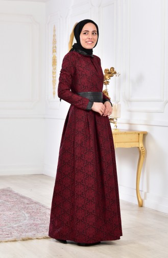 Jacquard Dress 1617-03 Bordeaux 1617-03