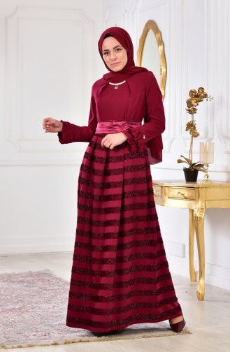 Robe a Paillettes et Collier 2150-02 Bordeaux 2150-02