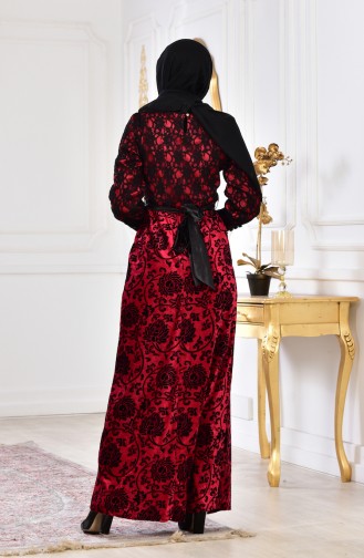 Lace Velvet Dress 2164-01 Bordeaux 2164-01