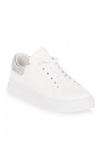 حذاء رياضي نسائي 50032-01 لون أبيض و فضي 50032-01