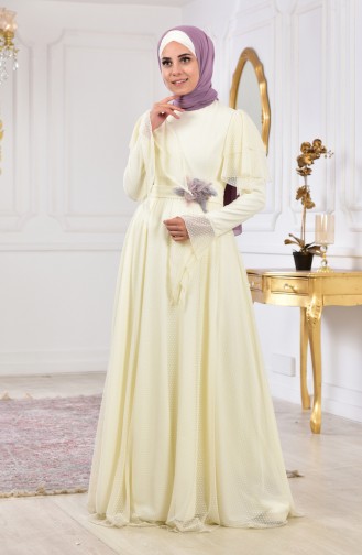 Naturfarbe Hijab-Abendkleider 11180A-01