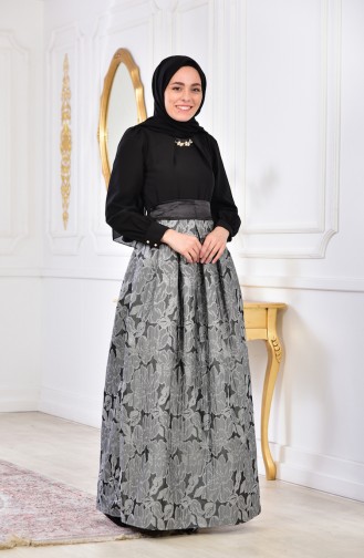 Robe de Soirée a Paillettes 2140-01 Gris 2140-01