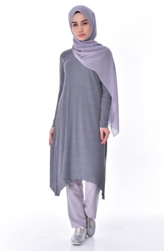 Asymmetric Knitted Tunic 3333A-06 Gray 3333A-06