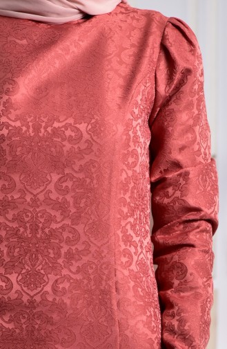 Robe de Soirée Jacquard 8143-03 Rose Pâle 8143-03