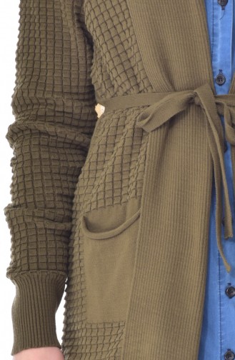 Belted Knitwear Cardigan 0252-01 Khaki 0252-01